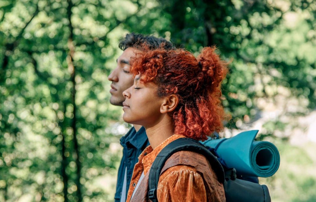 two people on a meditation hike