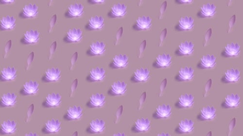 background graphic representing Menopause, with purple lotus flowers in a repeating pattern